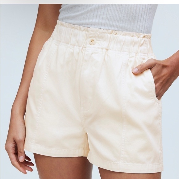 Madewell Pull-On Paperbag Shorts Garment-Dyed  Antique Cream size 27 NWT NO728 - Picture 3 of 12